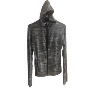Lululemon Jacket Womens size 8 Hooded Define Heathered black white full zip